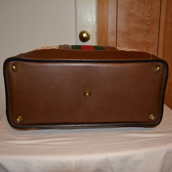 Rare Gucci Brown GG Canvas Web Travel Tote - Picture 6 of 8